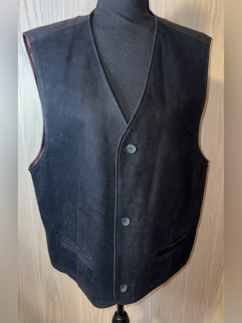 GAP Men’s Vintage Genuine Leather Black Vest Large